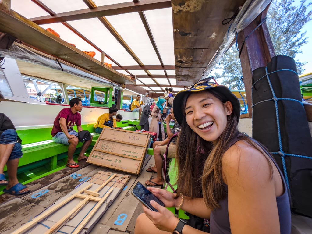 bangsal ferry to gili islands lombok indonesia - laugh travel eat