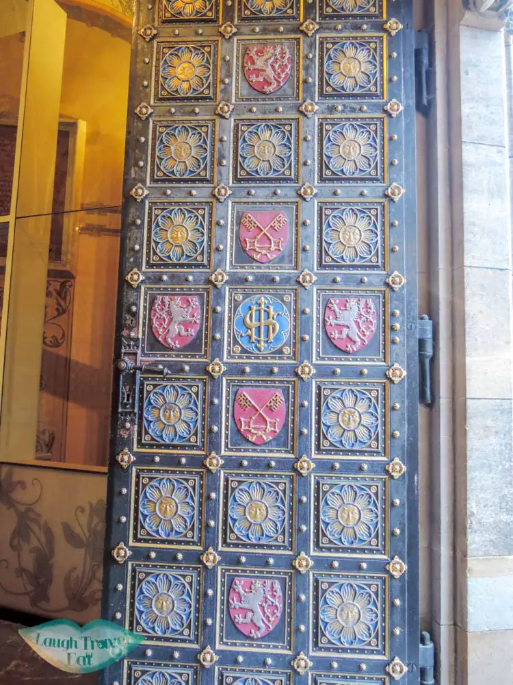 close up door of St Peter and Paul ChurchVyshrad Prague Czech Republic Europe - laugh travel eat