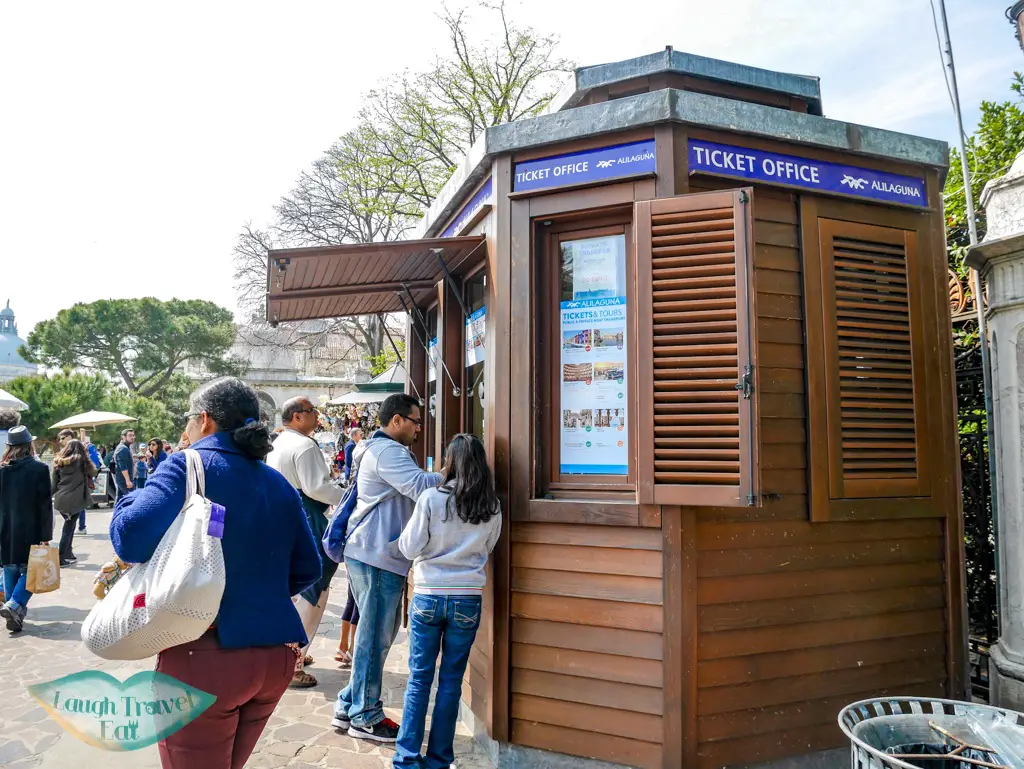 ticket booth for three island tour Venice Italy - laugh travel eat