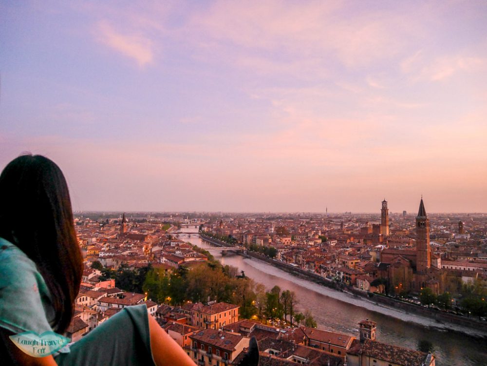 me and sunset view from castel san pietro verona italy