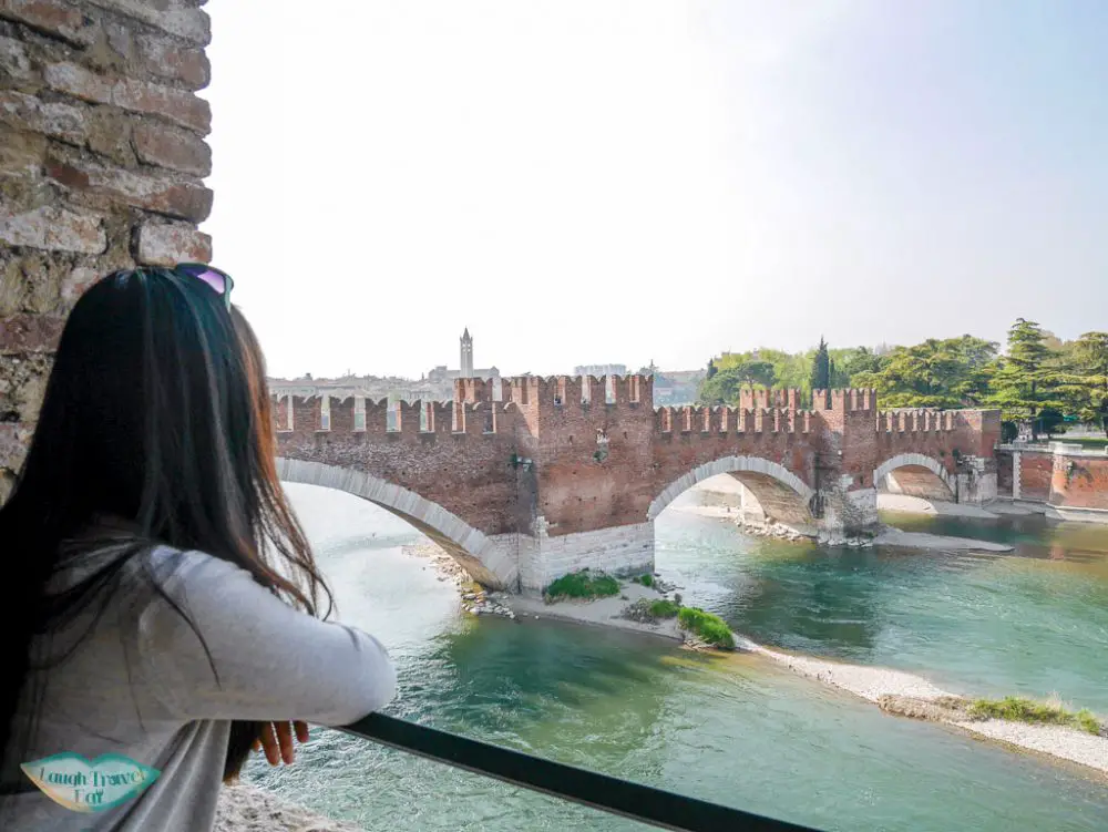 view of Ponte Castelvecchio from the castle verona italy | Laugh Travel Eat