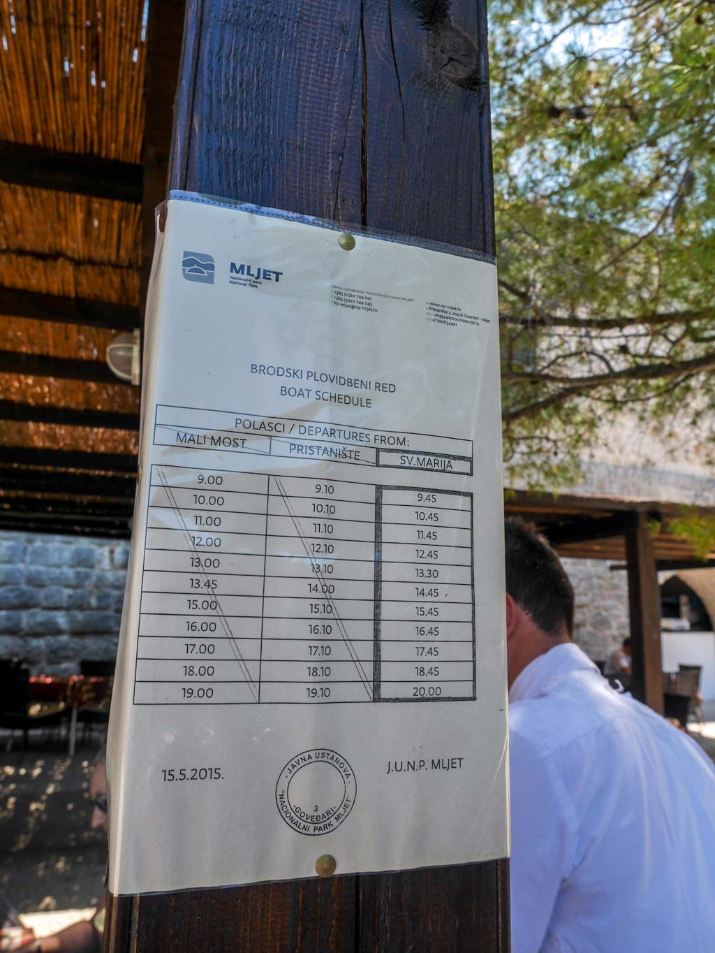 boat schedule 2015 for st mary's island and mljet national park croatia