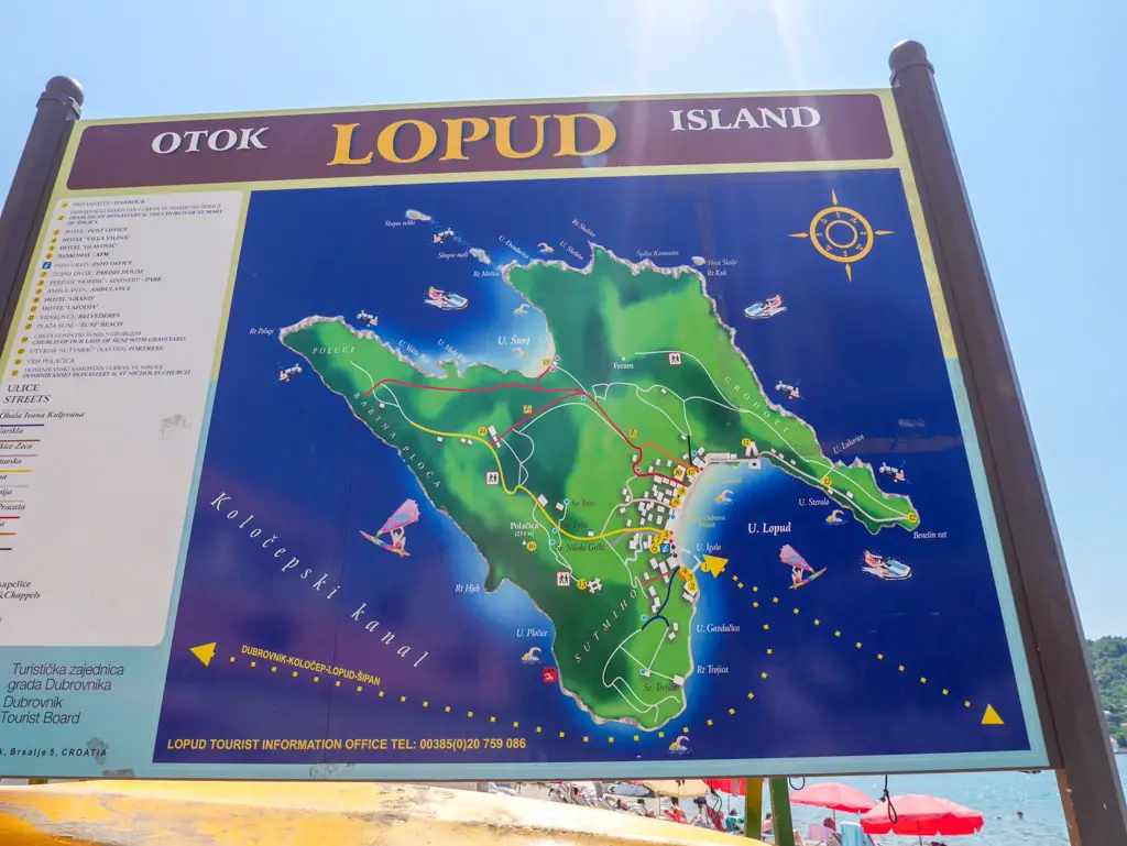 lopud island tourist map elaphiti island croatia