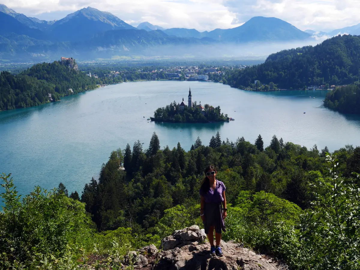 Breath-taking panorama view of Lake Bled with me at the front!