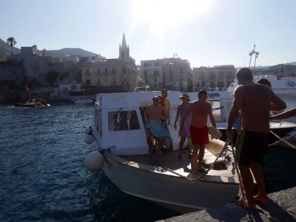 Nicolas at the pier of Lipari, Aeolian Islands