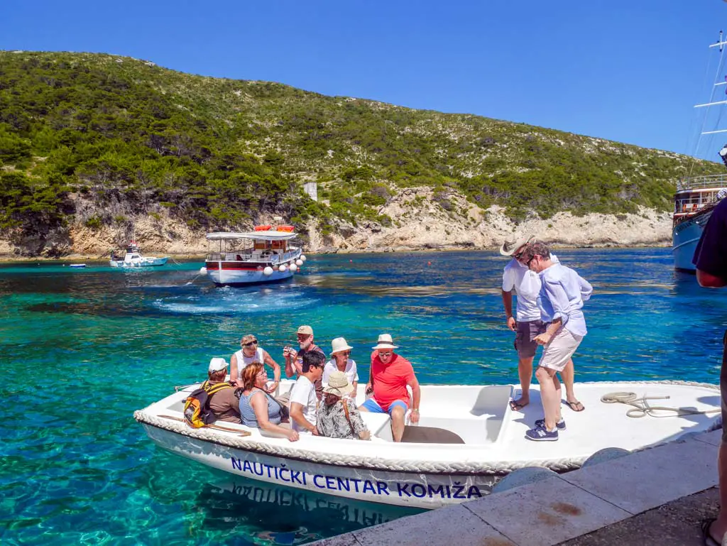 blue cave tourist boat vis near split croatia