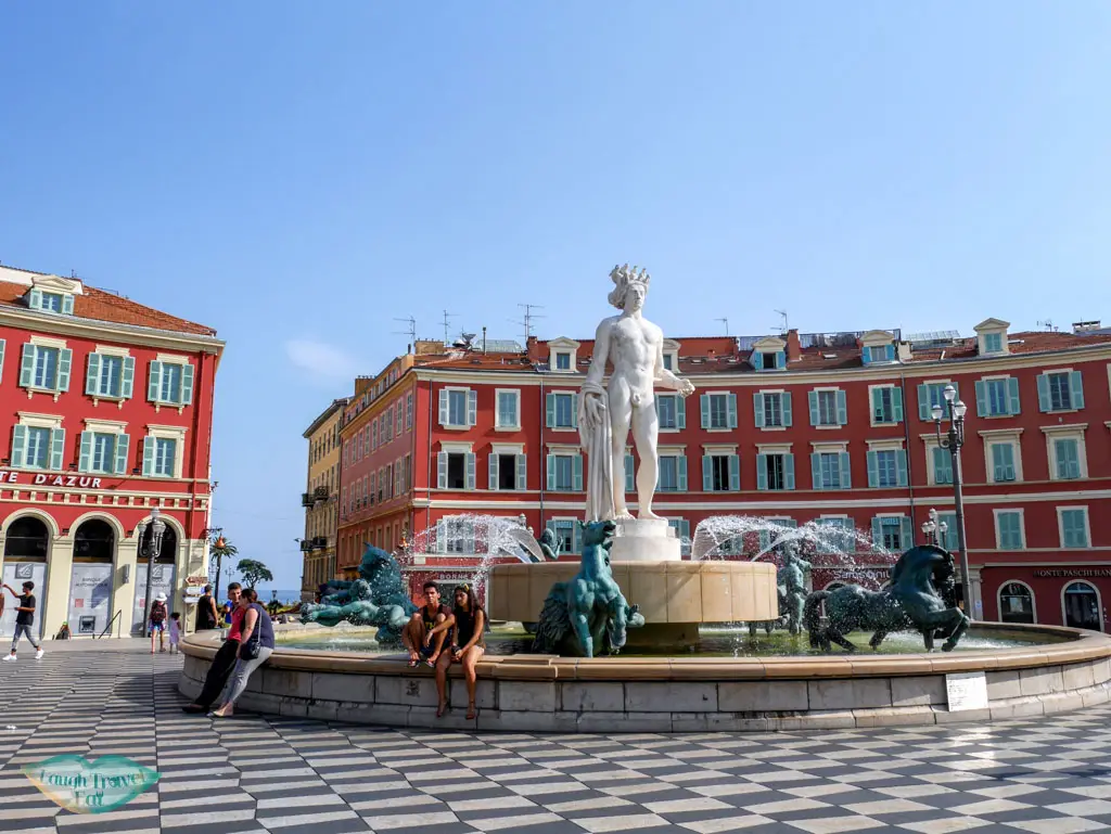 fountaine du soliel at the end of place massena nice south of france | Laugh Travel Eat