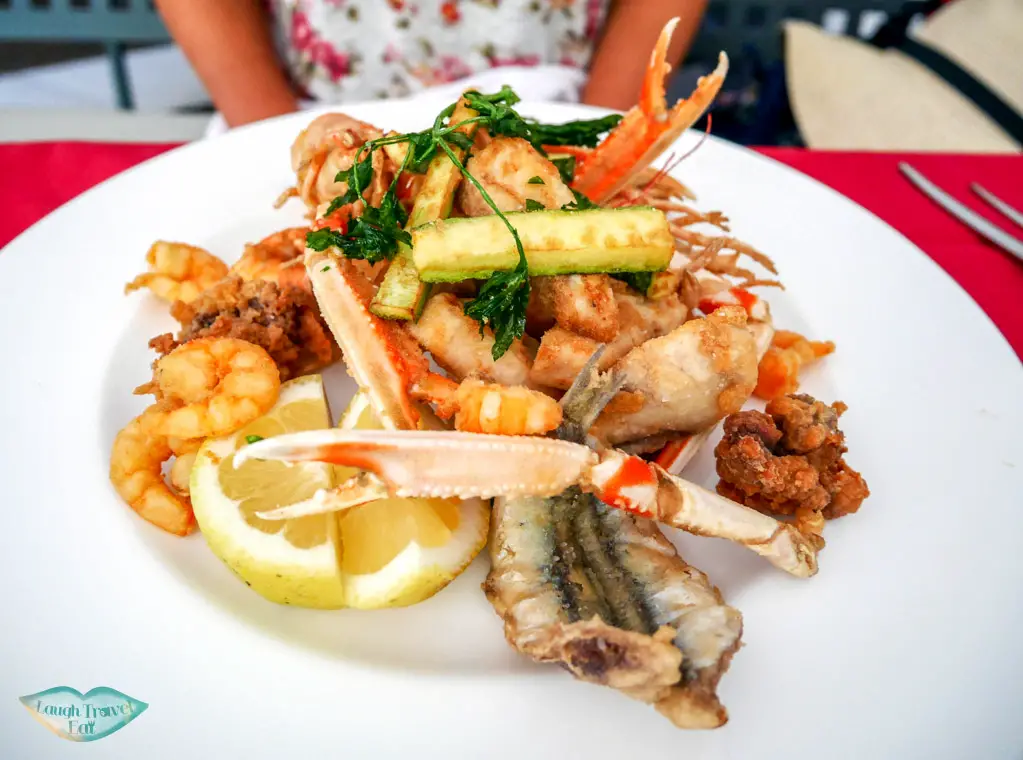 Mixed fried seafood dish at Andreas Ristorante, Taormina, Sicily | Laugh Travel Eat