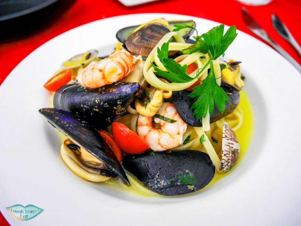 aesthetic and delicious mixed seafood pasty at Taormina, Sicily | Laugh Travel Eat