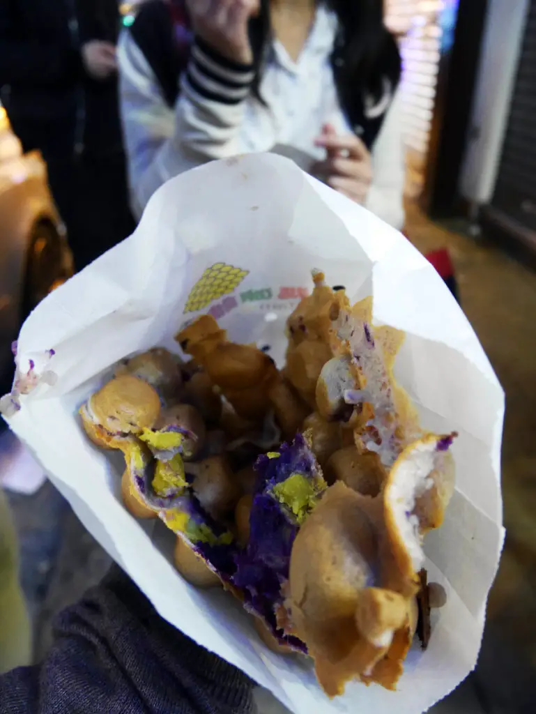 Mammy Pancake, Tsim Sha Tsui, Hong Kong. This is the purple sweet potato flavour. I am so crazy about this place it's insane!