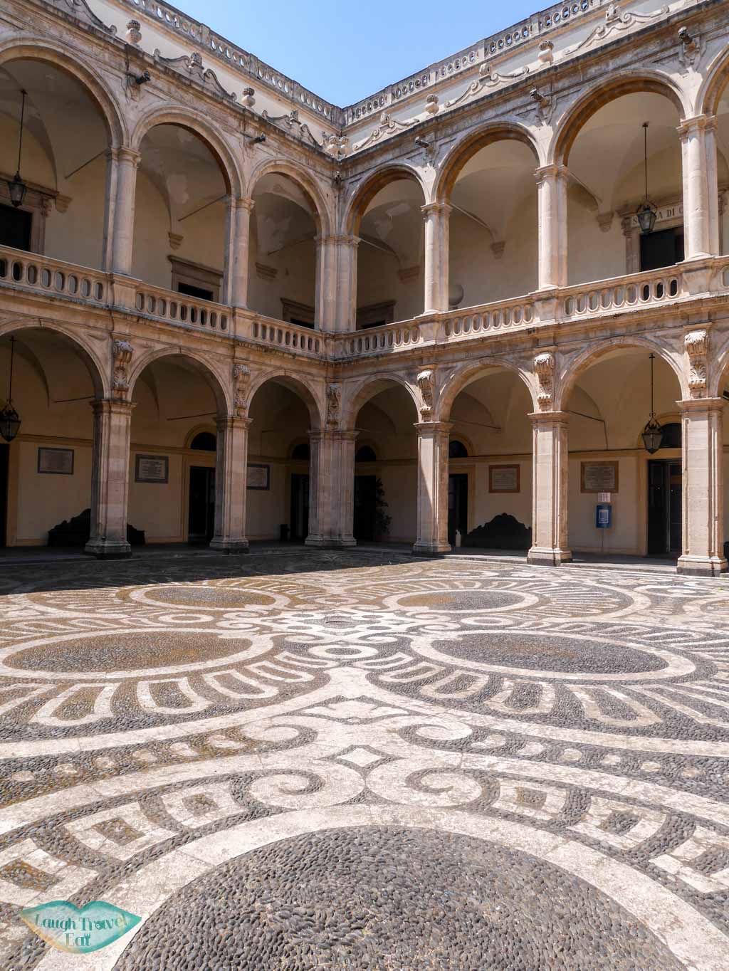 Beautiful mosaic floors of Palazzo Dell'Universita in Catania | Laugh Travel Eat