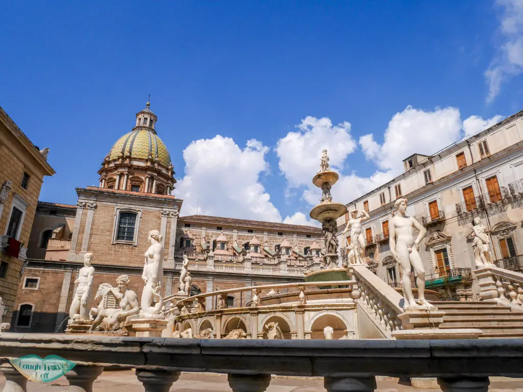 Fontana Pretoria within a square on a clear day in Sicily, Italy | Laugh Travel Eat