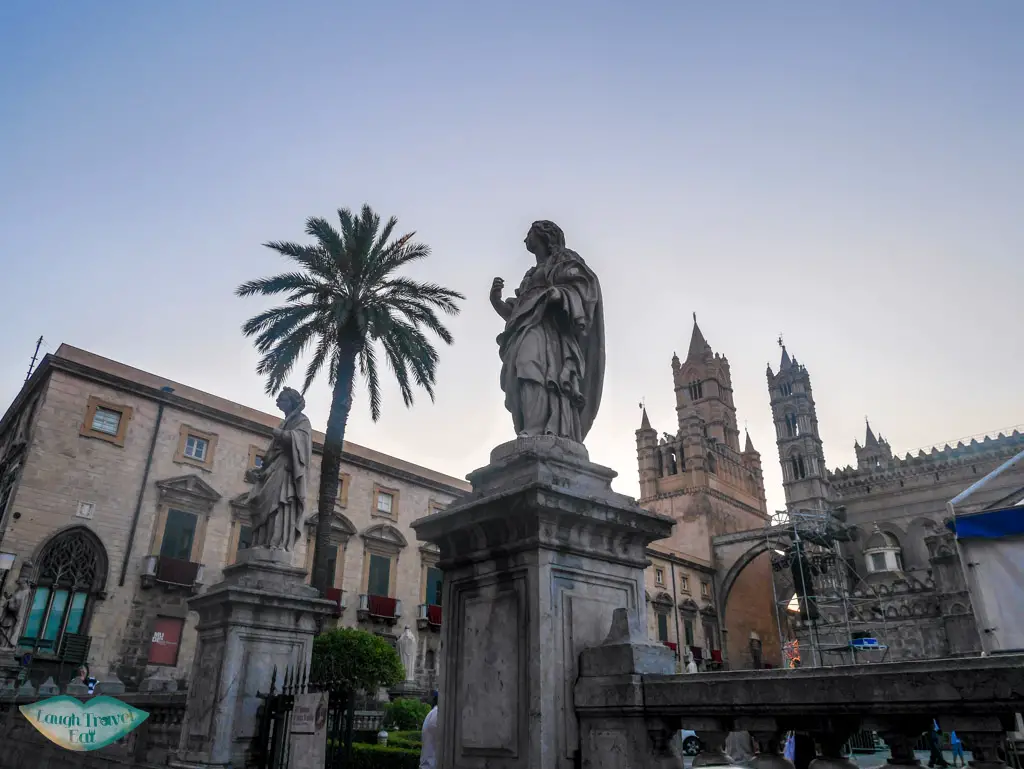 One of the many statue in front of Palermo's duomo/ cathedral, palermo, sicily, italy | Laugh Travel Eat