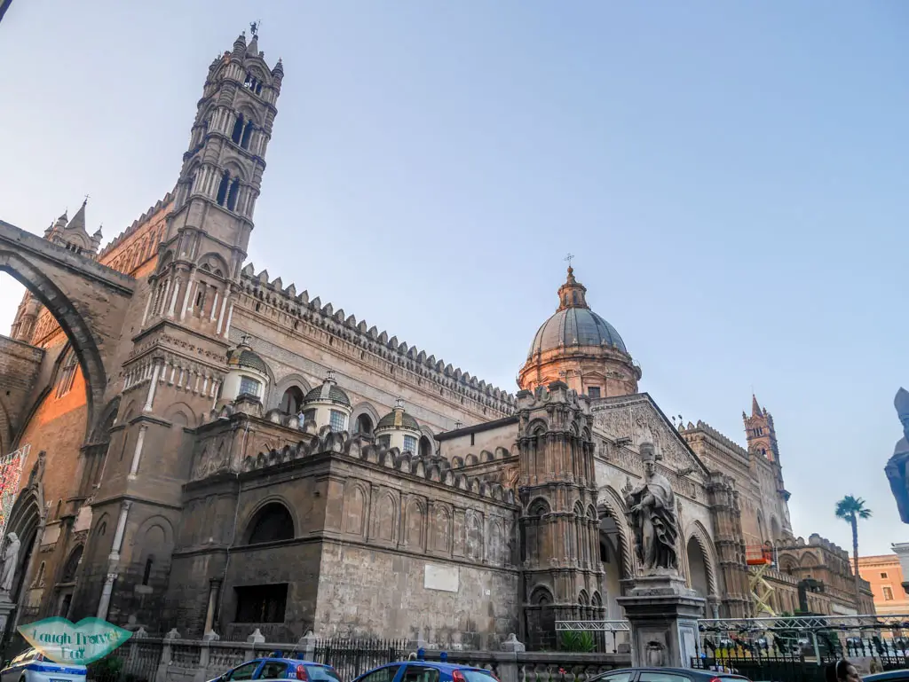 side view of the palermo duomo in Palermo | Laugh Travel Eat