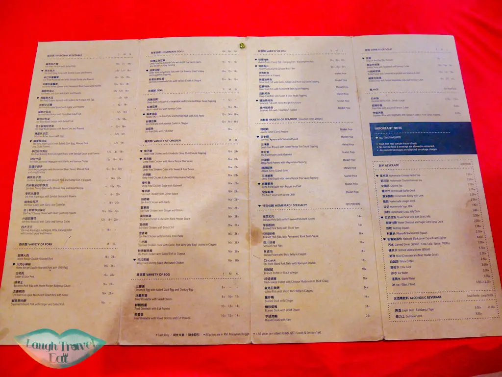 Here's their menu