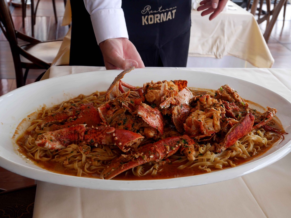 The lobster pasta at Restaurant Kornat, Zadar, Croatia