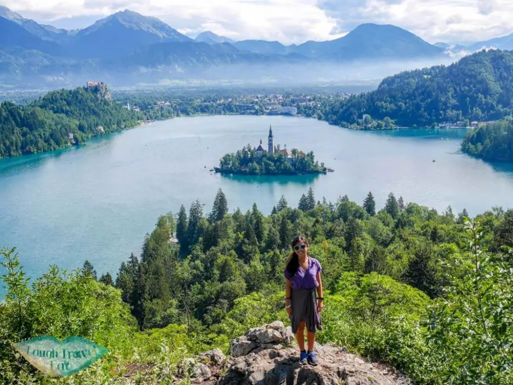 Me at the classic view point of Bled at the top of Ojstrica Hill | Laugh Travel Eat
