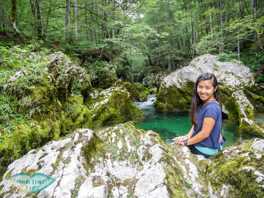 selfie at mostnica gorge bohinj slovenia - laugh travel eat