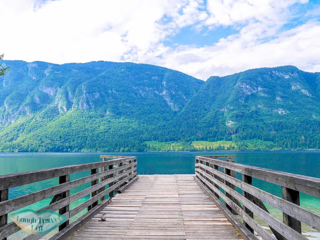 south bank pier of Lake Bohinj, Bohinj region, Slovenia - Laugh Travel Eat