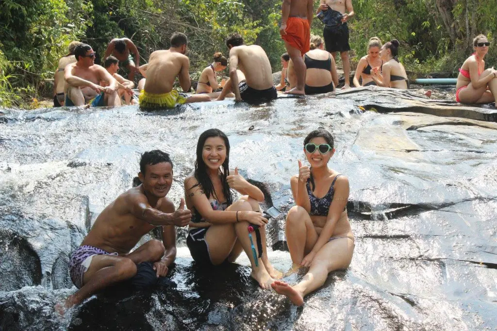 washing off mud at the river at Elephant Jungle Santuary | Laugh Travel Eat