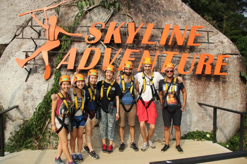 Group photo after zip lining experience with Skyline Adventure in Chiang Mai | Laugh Travel Eat
