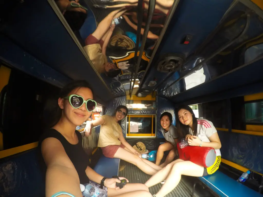Selfie inside a big tuk tuk in Chiang Mail | Laugh Travel Eat