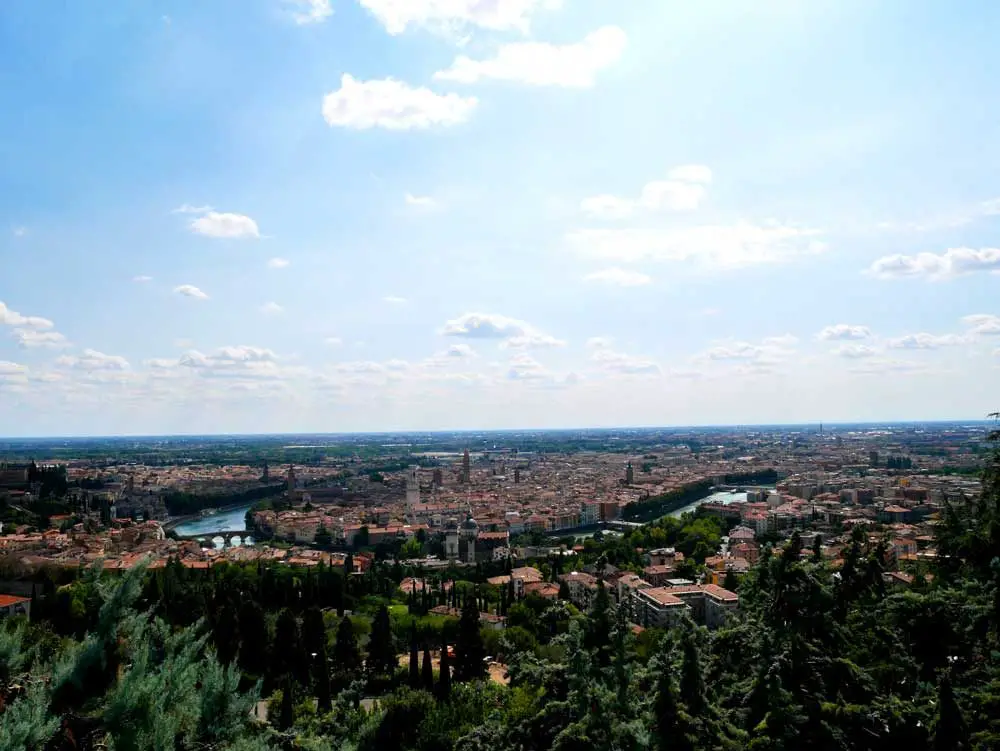 The gorgeous panorama of Verona as viewed from Santuario Nostra Signora di Lourdes, Verona, Italy | Laugh Travel Eat