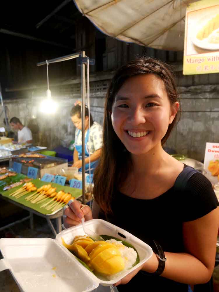 Mango stick rice at Saturday Night Market, Chiang Mai, Thailand | Laugh Travel Eat