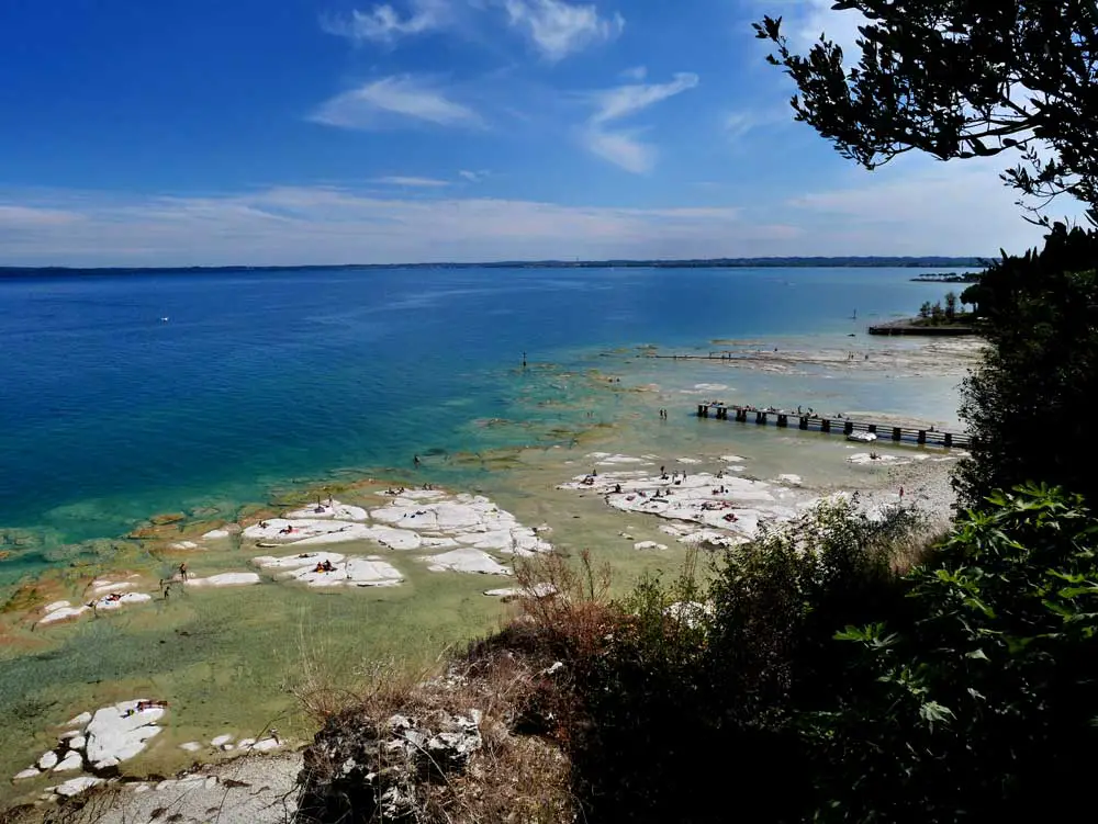 The beach viewed from the Grotto of Catullus, Sirmione, Italy | Laugh Travel Eat