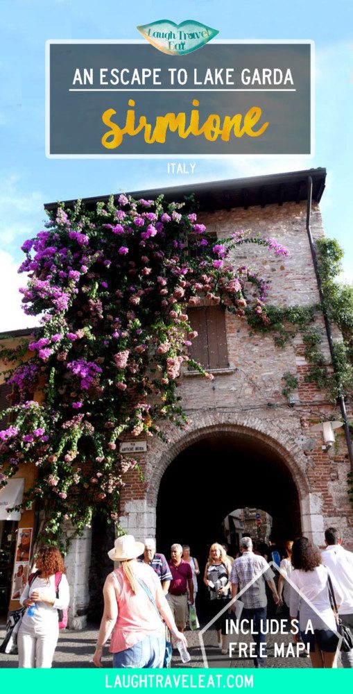 Forget Lake Como and head to Sirmione to enjoy Lake Garda in Italy! With pretty limestone beaches, historic castle, and delicious food, it's only 2 hours from Verona #Italy #Sirmione #LakeGarda