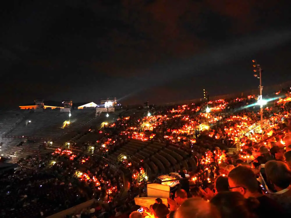 Candle light in Verona Arena, Verona Opera Festival, Verona Arena, Italy | Laugh Travel Eat