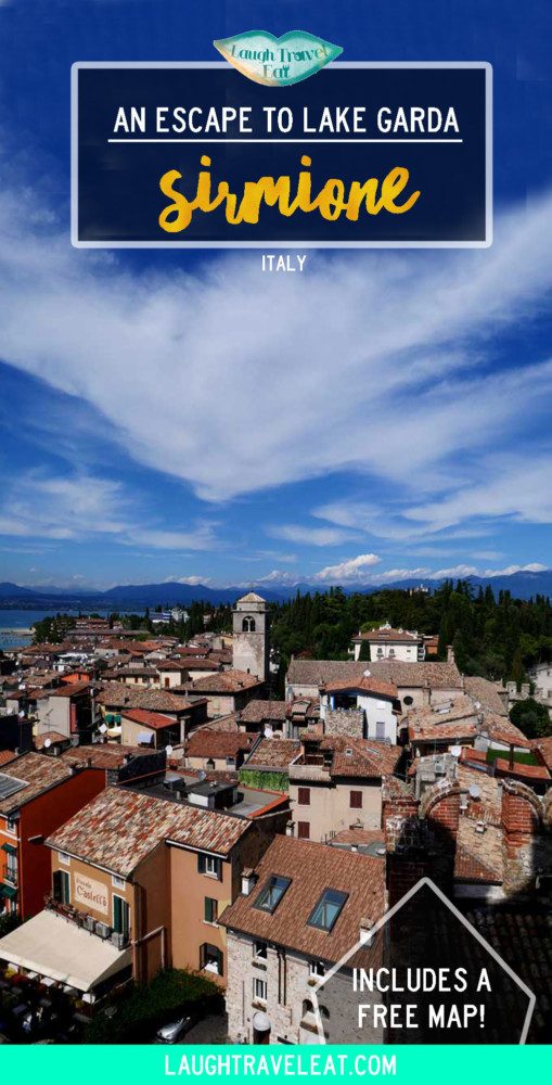 Forget Lake Como and head to Sirmione to enjoy Lake Garda in Italy! With pretty limestone beaches, historic castle, and delicious food, it's only 2 hours from Verona #Italy #Sirmione #LakeGarda