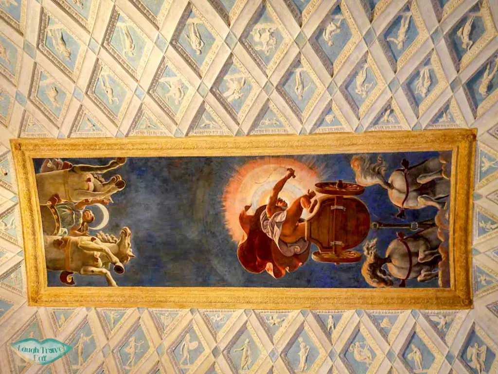 sun and moon ceiling Salotto (living room) of Palazzo Te, Mantua, Italy | Laugh Travel Eat