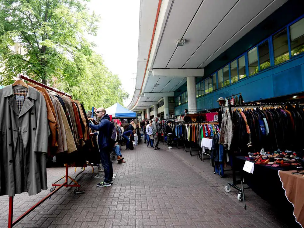 Vintage clothing racks in Portobello Green Market, Notting Hill, London, UK | Laugh Travel Eat