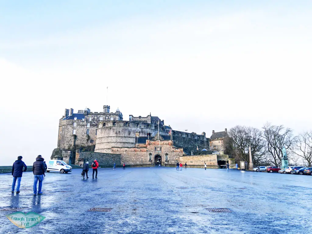 Edinburgh Castle in morning light - Laugh Travel Eat