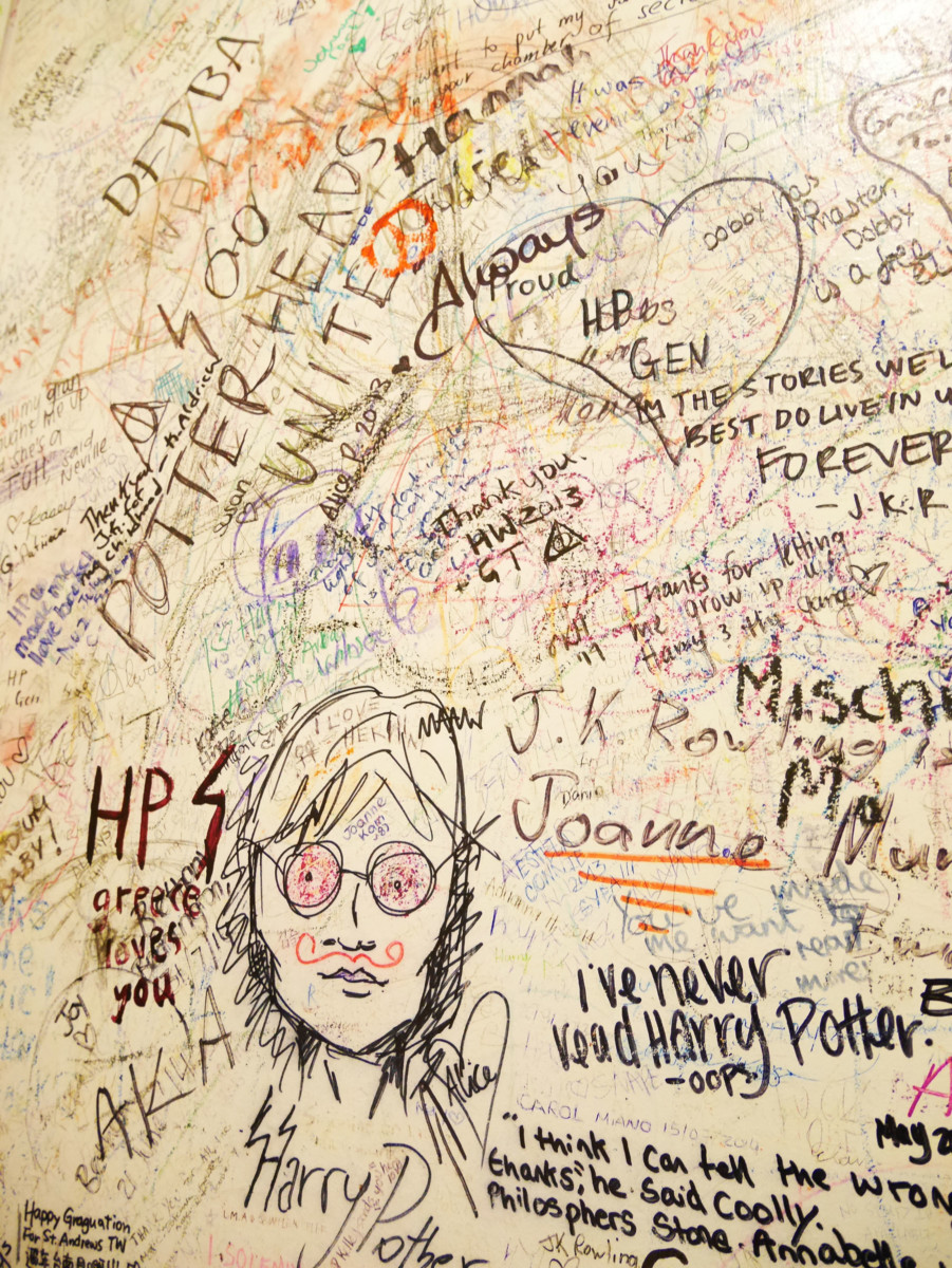 Inside the Elephant House female toliet with graffiti of Harry Potter related subject all over | Laugh Travel Eat