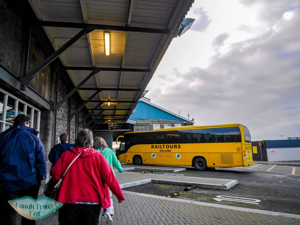 Yellow-coach-of-the-railtour-waiting-for-us-at-the-Limerick-station-rail-tour-dublin-Ireland-Laugh-Travel-Eat