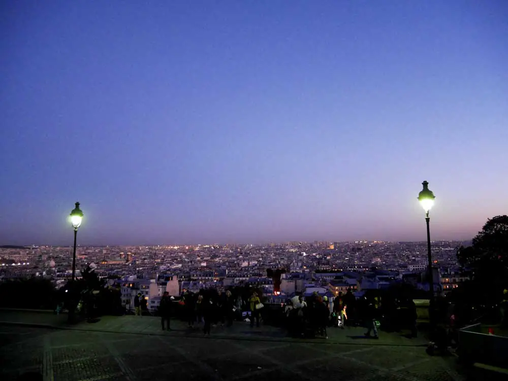 Sunset at Montmartre - the view of Paris from steps of Sacre Coeur, Paris | Laugh Travel Eat