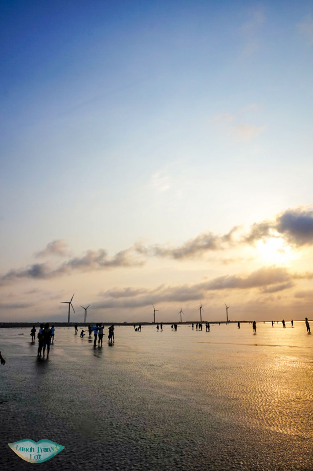 Sunlight reflecting off the water at Kaomei Wetland, Taichung Taiwan | Laugh Travel Eat