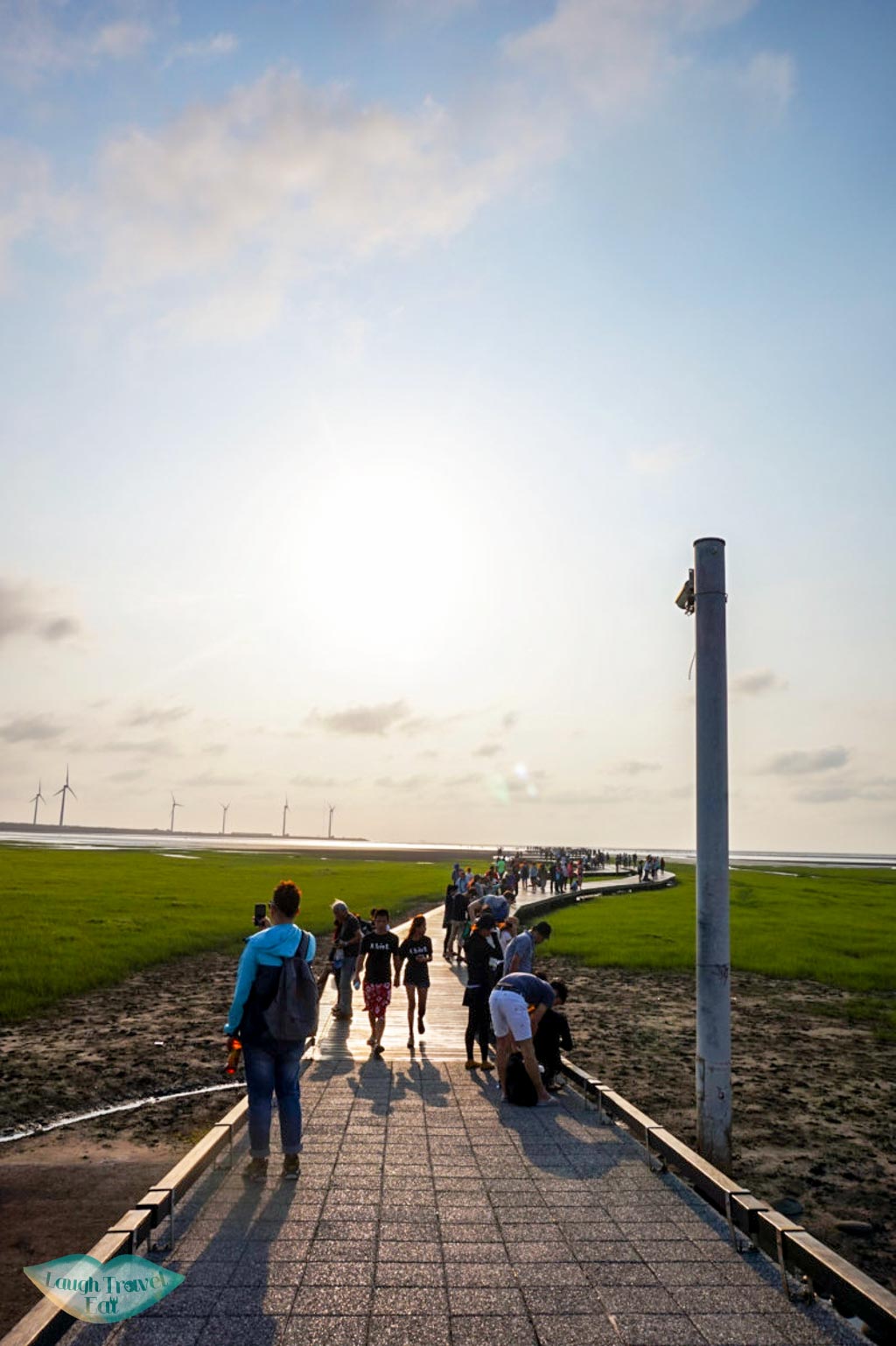 Walking out to the promenade of Kaomei Wetland in Taichung Taiwan - Laugh Travel Eat