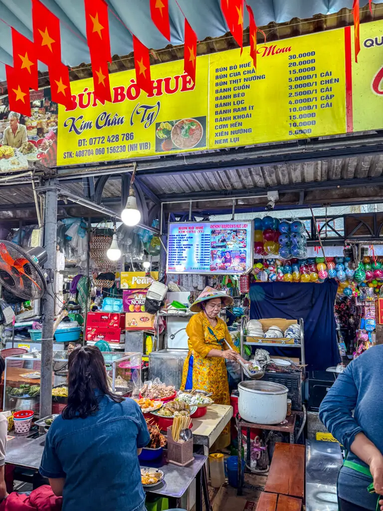Bún Bò Huế KIM CHÂU inside Dong Ba Market Hue Vietnam _ laugh travel eat