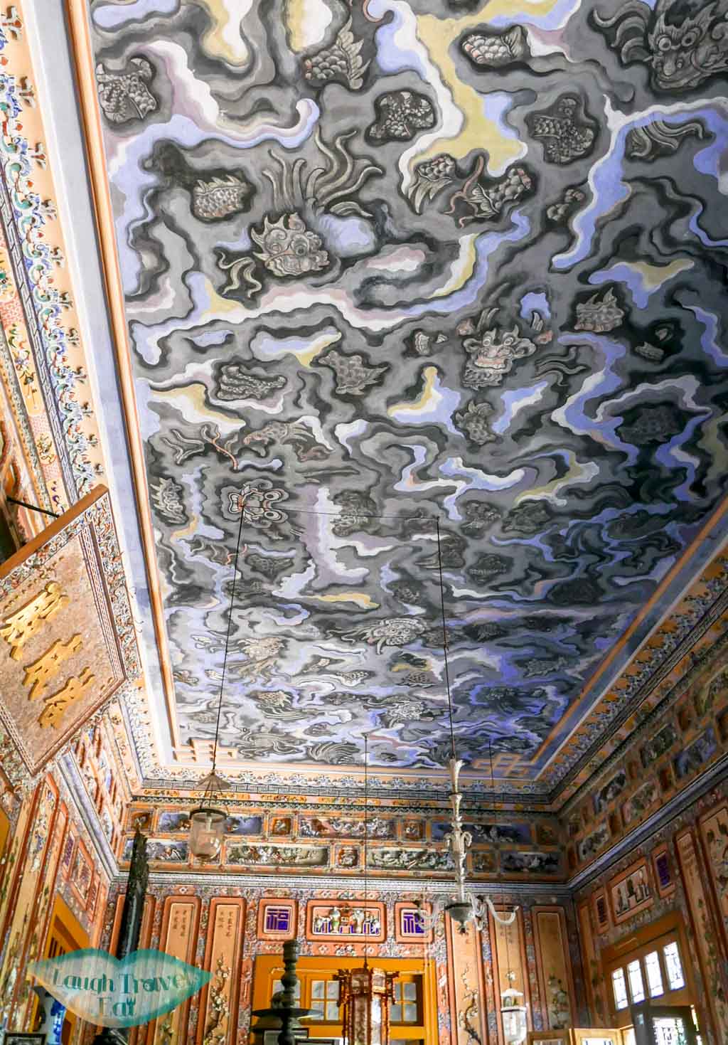 Interior of Ngung Hy Temple, Dong Khanh Tomb, Hue, Vietnam - Laugh Travel Eat