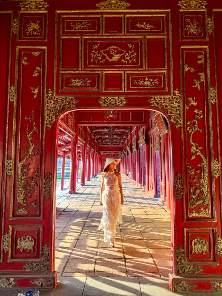 hue imperial palace red corridor Hue Vietnam _ laugh travel eat