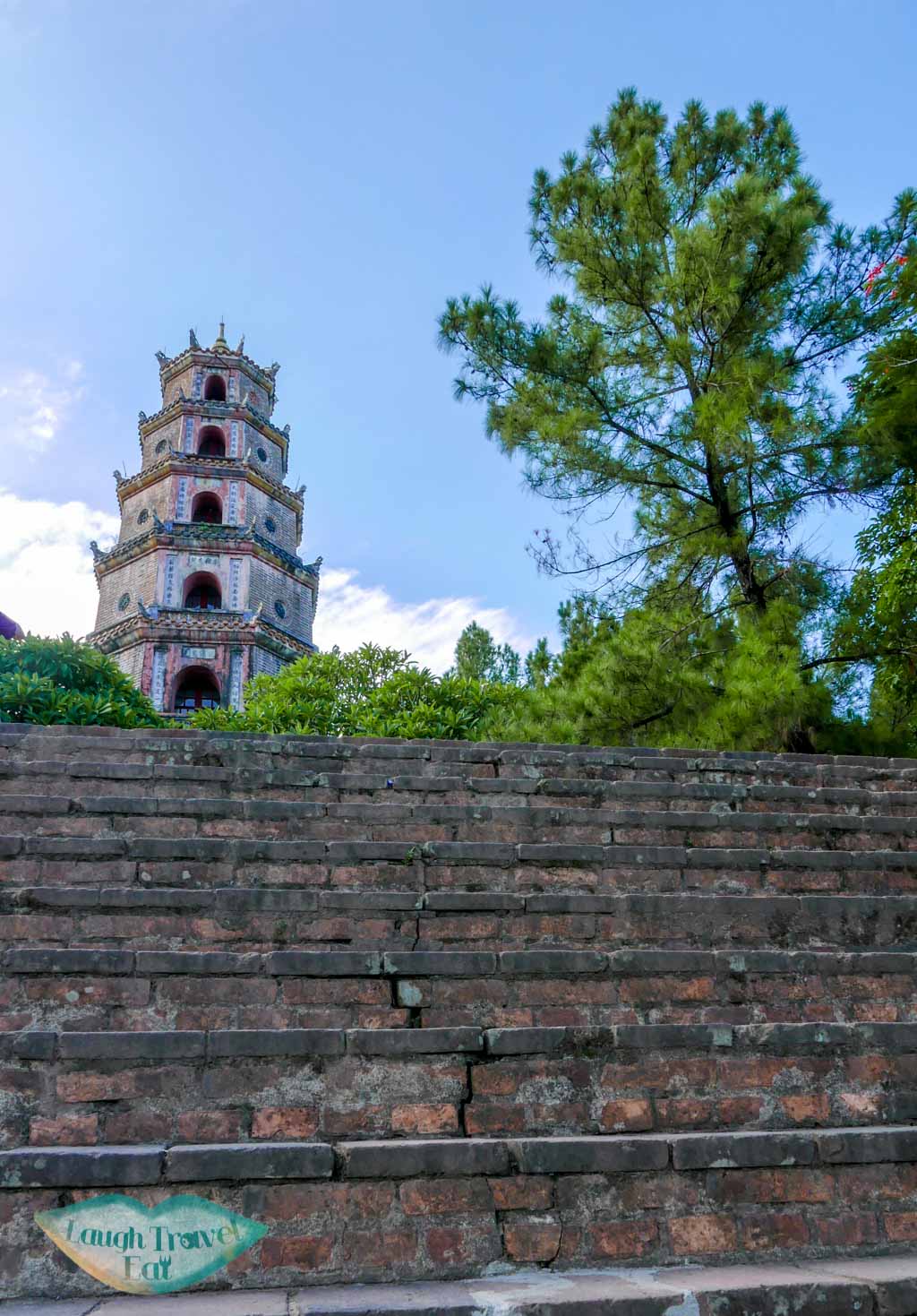 stairs up to Thien Mu Pagoda, Hue, Vietnam - Laugh Travel Eat