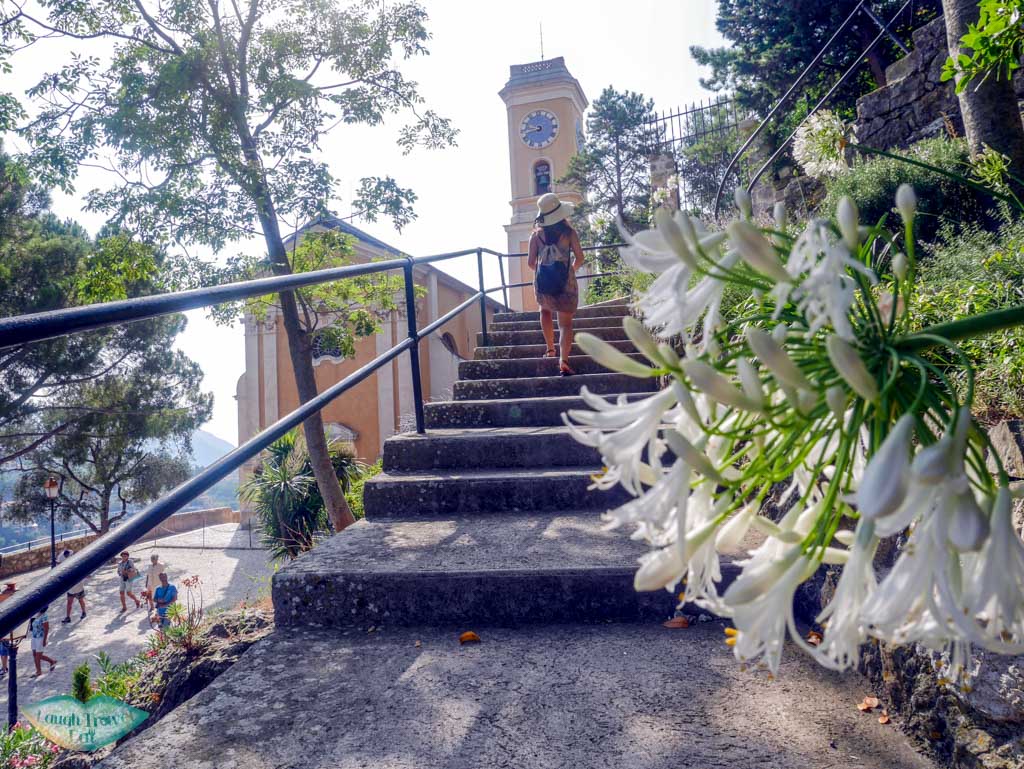 stairs going up near Eglise Notre Dame de l’Assomption Eze South of France | Laugh Travel Eat