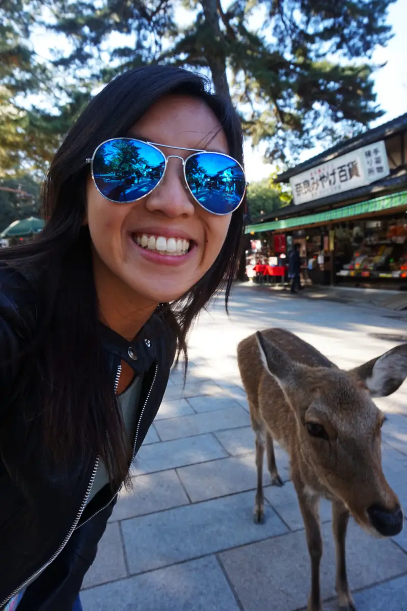 Selfie with Nara Deer at Nara | Laugh Travel Eat
