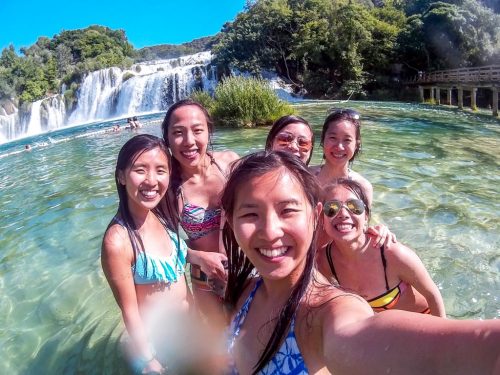 group photos in front of Skradinski most krka national park croatia