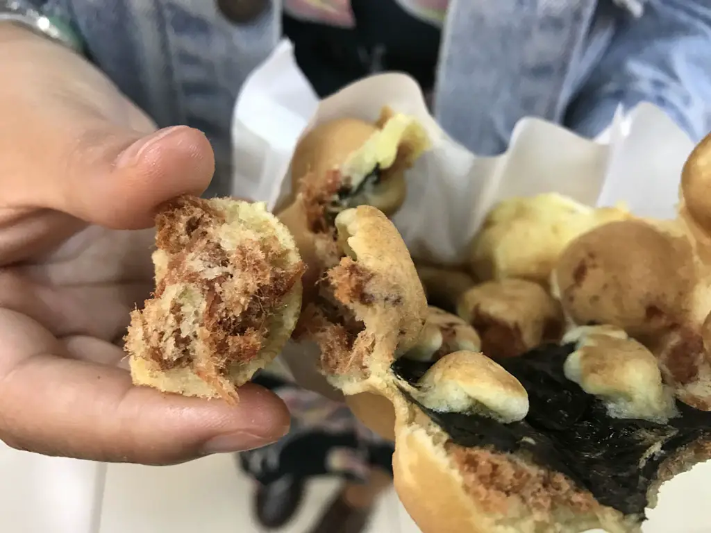 Meatfloss and seaweed egg waffle, Kwai Chung Plaza, Kwai Fong, Hong Kong