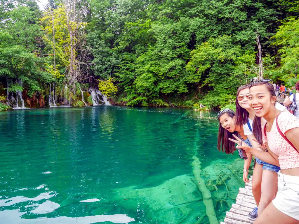 photo next to clear lake plitvice national park croatia