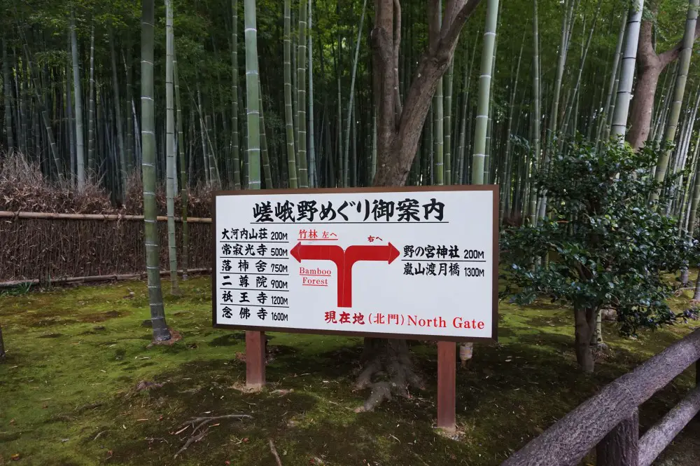 Direction from temple to Bamboo Forest in Arashiyama, Kyoto, Japan